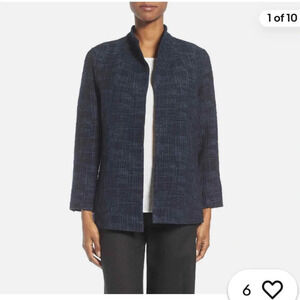 Eileen Fisher Crosshatch
Cotton Tencel Stretch Navy Jacket Size XS. NWOT Office